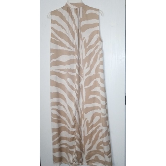 H & M Dress Maxi Sleeveless Zebra Stripe -Covered Buttons Kaftan Satin Feel sz S - Picture 7 of 11